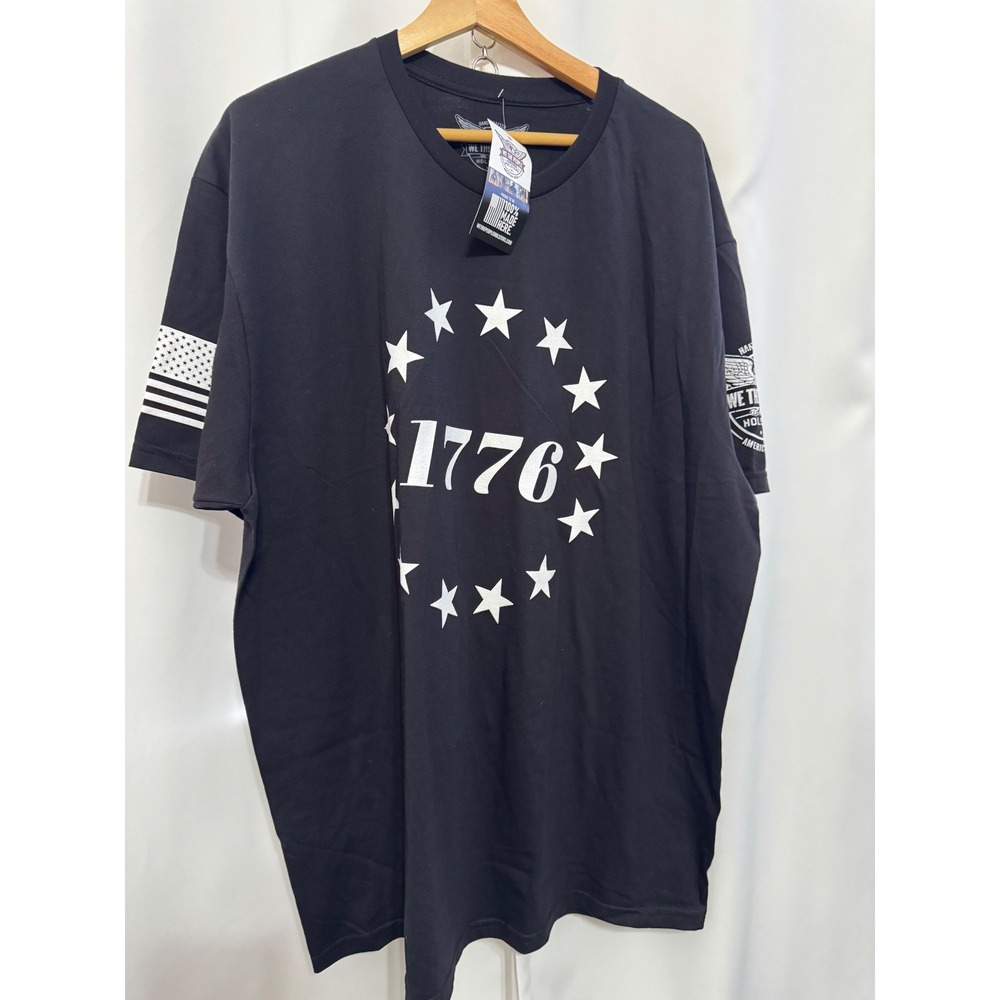 We The People Mens 1776 Patriotic T-Shirt Black USA Made XXL Crewneck